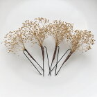かすみ草　ゴールド　4本セット　ヘッドドレス 花 プリザーブドフラワー かすみ草 ヘッドピース　ヘアアクセサリー　結婚式 ウェディング ブライダル コーム 和装 髪飾り