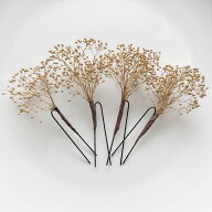 かすみ草　ゴールド　4本セット　ホワイト　カスミソウ 髪飾り 白　金　ピン　ヘッドドレス 花 プリザー…