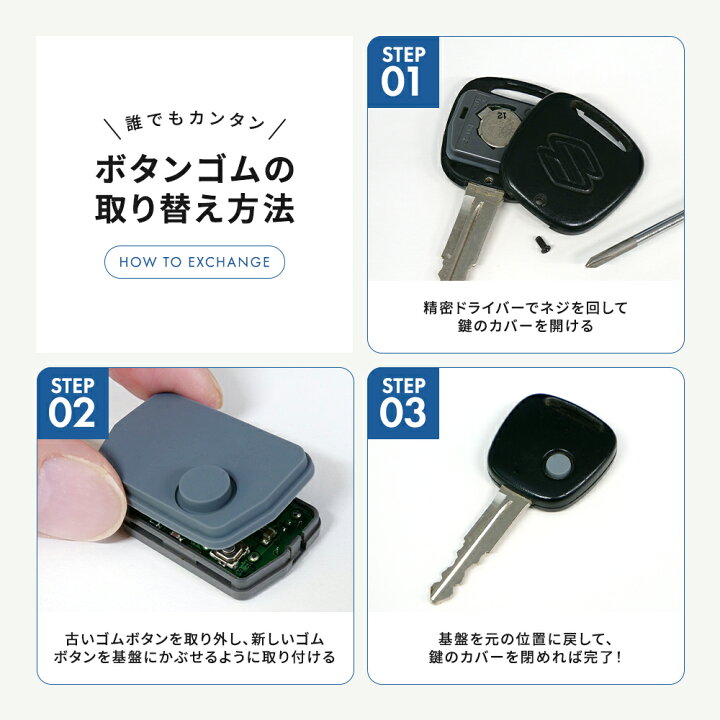 楽天市場】ブランクキー ボタンゴム スズキ マツダ 日産 車用 1穴 1 