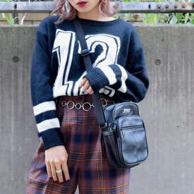 Numbering Knit Sweater(black)【秋冬新作】【黒白】【ルーズシルエット】【ストリートファッション】【原宿】【ニットトップス】【伸縮性有り】送料無料