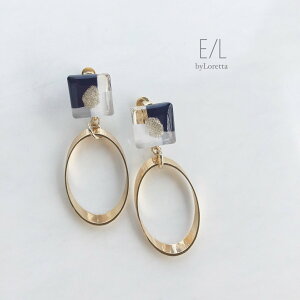 Square 3color oval hoop pierce/earring@ANZT[@sAX@CO@GOLD@S[h@@NA@@BLUE@u[@@傫߁@fB[X@@l@tF~j@i@