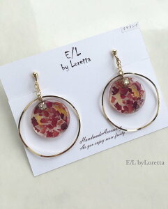 Flower circle big hoop pierce/earring(Red)@ANZT[@sAX@CO@bh@ԁ@GOLD@S[h@@fB[X@@l@tF~j@i@@@JWA