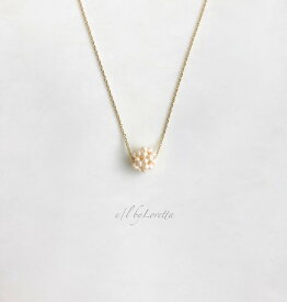 Pearl ball Necklace　 アクセサリー　ネックレス　パール　ボール　ゴールド　レディース　女性　ワンポイント　個性的　大人可愛い　ワンポイント　ハンドメイド　エルバイロレッタ　E/L byLoretta　EL