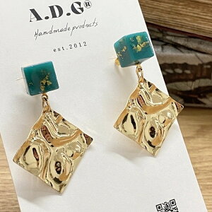 �yhandmade�zcolor cube×metal plate pierce�igold-green�j�@�n���h���C�h�@�A�N�Z�T���[�@�s�A�X�@�L���[�u�@�O���[���@���^���v���[�g�@���^���`���[���@�V���v���@���݊��@�؂₩�@�f�[�g�@���Ă�