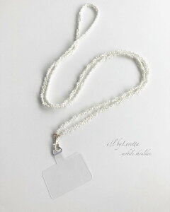 [�X�}�z�V�����_�[]Beads design mobile shoulder(Pearl White) �X�}�z�P�[�X�@iPhone�P�[�X�@android�P�[�X�@�p�[���@�z���C�g�@���@���킢���@�����|�C���g�@�G���o�C�����b�^�@E/L byLoretta�@EL