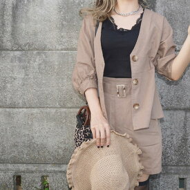 楽天市場 ブラウン 素材 生地 毛糸 麻 リネン スーツ セットアップ レディースファッション の通販