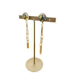 �yhandmade�zclear head×white pearl chain fringe pierce�igold-green�j���f�B�[�X�@�A�N�Z�T���[�@�s�A�X�@�N���A�w�b�h�@�p�[���@�`�F�[���@���@�S�[���h�@GOLD�@�O���[���@GREEN�@�����Z�b�g�@�������@