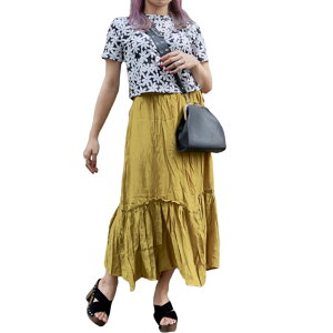 Irregular Pleats Long Skirt (OCR) �{���X �L�k �I�[�J�[ �}�X�^�[�h mustard �ʋC�� ADG A.D.G �G�[�f�B�[�W�[ ��������