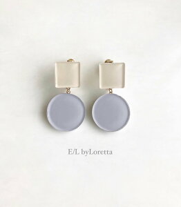 Square × circle 2color pierce/earring (Ivory × Gray)�@�A�N�Z�T���[�@�s�A�X�@�C�������O�@�A�C�{���[�@�O���[�@�Z�b�g�@���f�B�[�X�@�����@��l�����@���킢���@�t�F�~�j���@��i�@�������@����