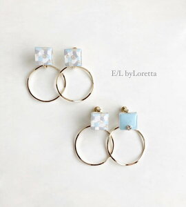 (S2F)2way Asymmetry art square hoop pierce/earring(Sax Mix)@ANZT[@sAX@CO@Zbg@u[@zCg@@fB[X@ l@i@@@JWA