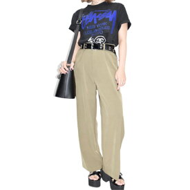 ONE TUCK WIDE SLACKS（beige）レディース　ボトムス　スラックス　ワンタック　ワイド幅　BEIGE　ベージュ　ダークベージュ　おしゃれ　ファッション　カジュアル　セレカジ　キレカジ　オフィス　ベルトループあり　ウエストゴムIN　ADG　エーディージー　A.D.G　送料無料