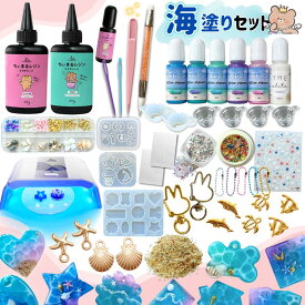 【レジンセット 海塗り 】【送料無料】セット キット UVレジン UV/LEDライト付き 初心者 手芸 クラフト 材料 道具付き ハンドメイド 工作 夏休み 海ぬり おしゃれ かわいい 大人 子供 プレゼント 人気 おすすめ Ailes エール