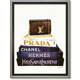 オマージュ キャンバスアート ブックスタックブラッククラッチ（Sサイズ）BC-07058 / CHANEL シャネル HERMES エルメス PRADA プラダ YVESSAINT LAURENT イブサンローラン 絵画 おしゃれ 人気 アートパネル 壁掛け アートポスター ブランド 4996953288304