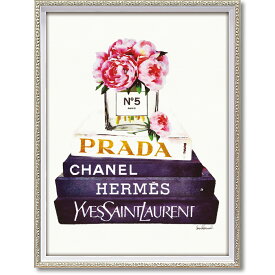 【欠品中】オマージュ キャンバスアート ブックスタックピンクピオニー（Mサイズ）BC-12056 / PRADA プラダ CHANEL N°5 香水 オードゥトワレット シャネル エルメス イブサンローラン アート 絵画 おしゃれ 人気 壁掛け ポスター パネル ブランド 4996953288281