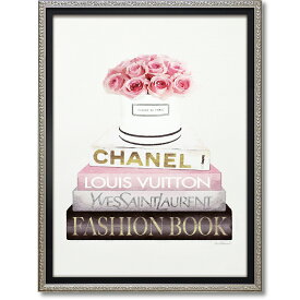 オマージュ キャンバスアート ブックスタックピンクローズ（Sサイズ）BC-07077 /　シャネル　CHANEL　SANITLAURENT　ヴィトン　VUITTON　アート 絵画 おしゃれ 人気 壁掛け アートポスター アートパネル ブランド 4996953291236