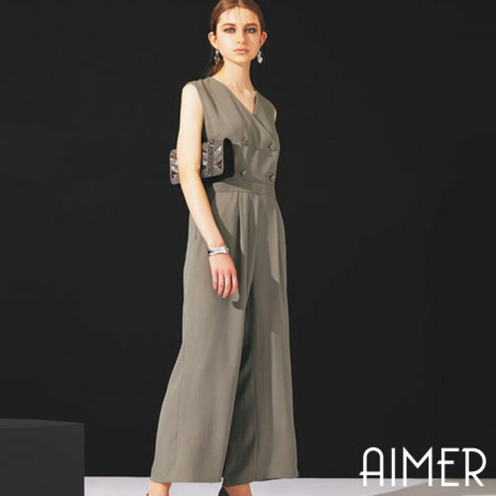 楽天市場 最大00円クーポン ポイント5倍 4 28 01 59まで Sale ユニホーム風 バックサテンジョーゼットオールインワン エメ パーティードレス レディースファッション 結婚式 二次会 大人 Aimer パンツドレス ドレスブランド Aimer