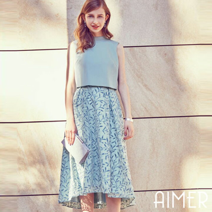 楽天市場 Sale 二重フロッキー パールシフォン フレアドレス エメ パーティードレス ドレスワンピース パーティ レディースファッション Aライン 結婚式 二次会 送料無料 Aimer 日本製 メディア掲載 ドレスブランド Aimer