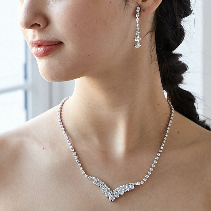 楽天市場】Vラインクリスタルストーンネックレスセット【ステージ  