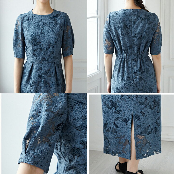楽天市場】【60%OFF】【SALE】ジャカードレース袖付きタイトドレス 