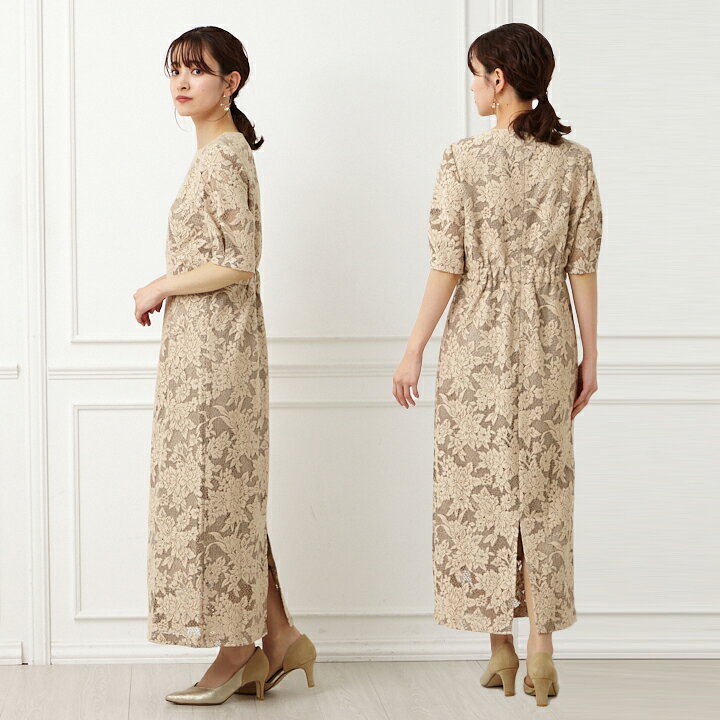 楽天市場】【60%OFF】【SALE】ジャカードレース袖付きタイトドレス 