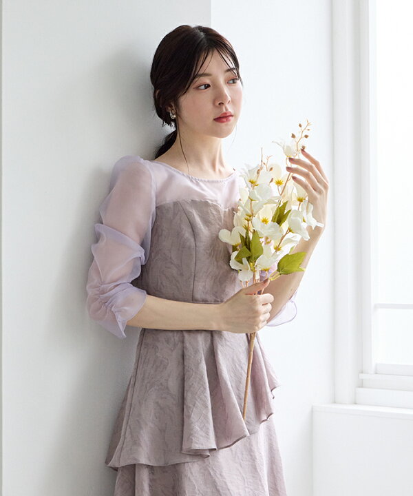 楽天市場】アシンメトリーペプラムフィット＆フレアドレス【エメ 結婚 