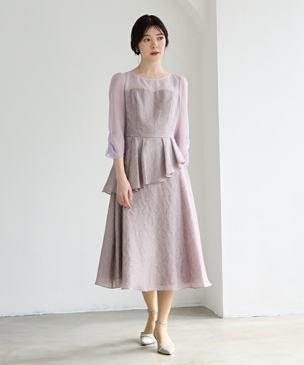 楽天市場】アシンメトリーペプラムフィット＆フレアドレス【エメ 結婚 