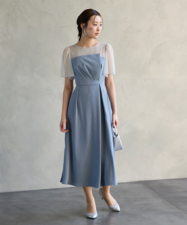 楽天市場】フレアスリーブ花柄プリントフレアドレス【エメ 結婚式 