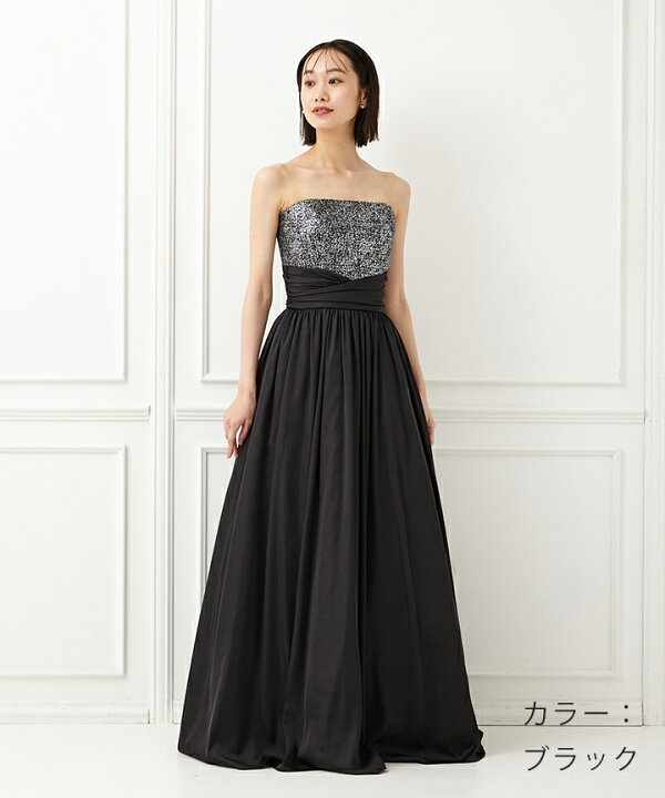 楽天市場】シルバー箔×グロッシーサテンロングドレス【結婚式 披露宴 