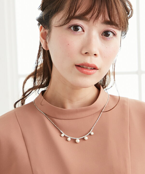 楽天市場】パール付プレートネックレス 【結婚式 大人 上品 おしゃれ 