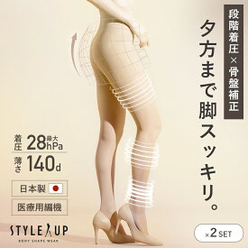 【日本製】スタイルアップ サポートストッキング （骨盤サポート機能付き 骨盤ストッキング） ●2枚入り 【目的ボディメイク】 | ストッキング 骨盤 グッズ ヒップアップ パンティストッキング
