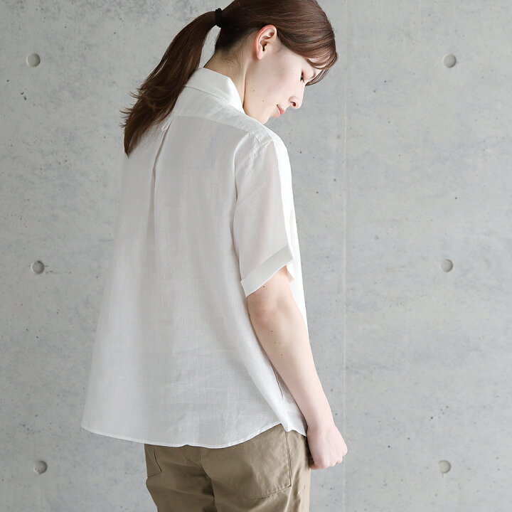 楽天市場 22春夏 ダントン Danton 丸襟ポケット付プルオーバー リネン半袖シャツ Jd 3565kls レディース 半袖 麻 ブラウス 22ss サンテラボ