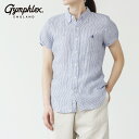 【SALE 30％ OFF】ジムフレックス Gymphlex ボタンダウン リネン半袖シャツ ストライプGY-B0242LNP （旧：#J-0645LNP） リネン ブラウス 半そで レディース 2025SS