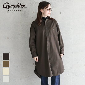 【SALE 20%OFF】Gymphlex ジムフレックス シャツワンピース #GY-G0064BIT コットン ワンピース チュニック 羽織 アウター スタンドカラー バンドカラー レディース 2025AW