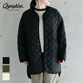 【SALE 30%OFF】Gymphlex ジムフレックス キルトダウン カラーレスコート #GY-A0056NYM ジャケット キルティング ロング丈 ライトアウター 羽織 上着 レディース 2025AW【ラッピング不可】