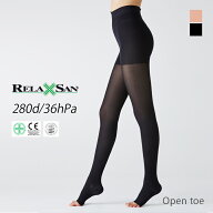 【8/15限定！最大100%pt還元】 リラクサン（RELAXSAN） 着圧ストッキング オープントゥ 36Hpa 280デニー…