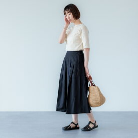 【クーポンで5,000円OFF！アウトレット】【別注】GRANDMA MAMA DAUGHTER オーガニックコットンプリーツスカート #GK2221901／ロングスカート レディース スカート ボトム ボトムス ロング プリーツ オーガニックコットン グランマママドーター【☆】