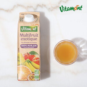 【最大12%OFFクーポン!】ヴィタモン(Vitamont) オーガニックマルチフルーツジュース 1L │ 有機果実 プレストジュース リンゴ オレンジ バナナ 西洋なし アプリコット パッションフルーツ