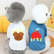 【期間限定】犬 服 秋冬 猫 服 ドッグウェア 小型犬 リンゴ柄 ペット服 くまちゃん カットソー Tシャツ …