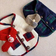 【売り尽くし】【マフラーとベスト2点セット】冬 犬 服 ボア ドッグウェア サンタ クリスマス アウター …