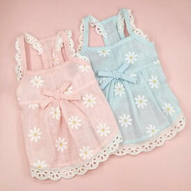 【期間限定】犬 服 ワンピース 夏 小型犬 女の子 キャミソール 花柄 レース リボン 涼しい 通気性 薄手 お姫様 ノースリーブ ペット かわいい おしゃれ 上品 パステル 着脱簡単 犬用 室内着 お出かけ 散歩 夏用 多頭飼い お揃いコーデ メール便対応【a269】