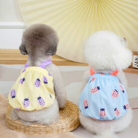 かわいい 犬服 猫服 春服 新作 爽やか トップス カラフル 小型犬服 超可愛い ペット服 犬服 猫服 犬用 毛抜け防止 涼しい 薄手 サマー 犬 服 てんとう虫柄 プチプラ キャミソール ワンピース メール便【a434】
