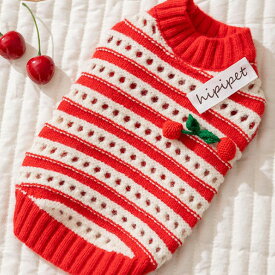 NEW! 超かわいい！ 秋冬 新作 秋服 冬服 ニット ガーリー チェリー さくらんぼ お出かけ 犬 服 ニット セーター 暖かい 小型犬 ペットウェア お散歩 かわいい トップス ドッグウェア 抜け毛防止 ペット服 犬 服 猫服 犬用 ペット用品 メール便OK 【a465】