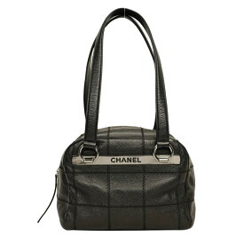 【中古・VINTAGE】 CHANEL シャネル 2004-2005 チョコバーステッチ ショルダーバッグ ブラック シルバー レザー ヴィンテージ 2004-2005 Chocolate Bar Stitch Shoulder Bag A26135