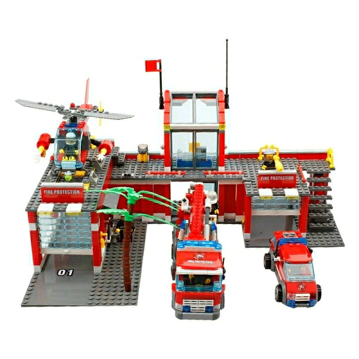 楽天市場】ブロック LEGO レゴ 互換 消防車 消防署 車 知育玩具 
