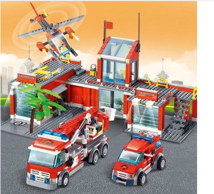 楽天市場】ブロック LEGO レゴ 互換 消防車 消防署 車 知育玩具 