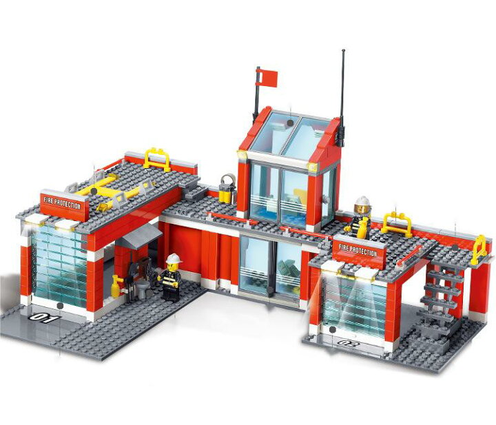 楽天市場】ブロック LEGO レゴ 互換 消防車 消防署 車 知育玩具 