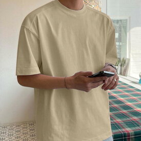 【2025SU】【aimoha men】ナチュラルトーンシンプルTシャツ メンズ シンプルデザイン ナチュラルカラー 軽量素材 快適な着心地 日常 おしゃれ【CR】