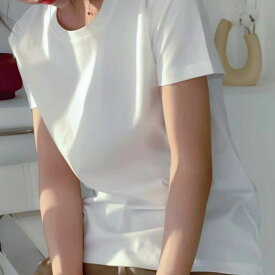 【2025SU】【Aimoha】ベーシックショートスリーブTシャツ レディース 定番アイテム シンプルデザイン 高品質素材 通気性抜群 柔らかな肌触り 着回し自在 オールシーズン対応 日常　おしゃれ【CR】