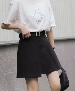 楽天市場 ミニスカート 韓国ファッション ハーフプリーツ スカート ミニ 女子高生 学生 無地 プリーツスカート ベルト付きデザイン オルチャン ショート丈 ミニ丈 裏地あり カジュアル ハーフプリーツの可愛いミニ丈 Aimoha