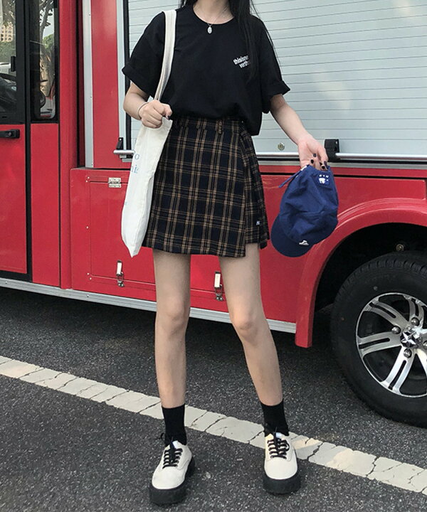 楽天市場 ミニスカート 韓国ファッション チェック 巻きスカート インナーパンツ スカート ミニ 女子高生 学生 チェック柄 プリーツ オルチャン ショート丈 ミニ丈 カジュアル インナーハーフパンツの巻きスカート Aimoha